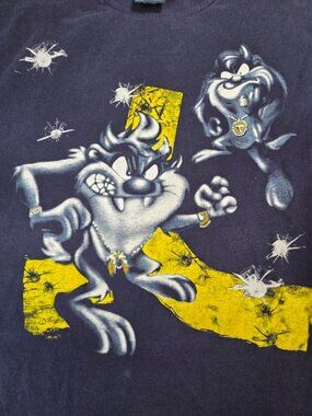 Lot 29 Preceding All In 29 Airbrush Tazmanian Devil Graphic T Shirt XXL Navy